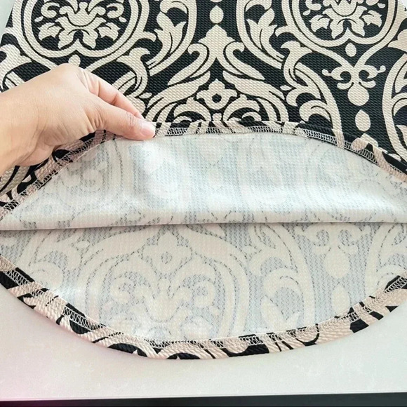 Revamped Waffled Printed Shoulder Y2K Dress Black Cream Dress  Size XL - Picture 2 of 11